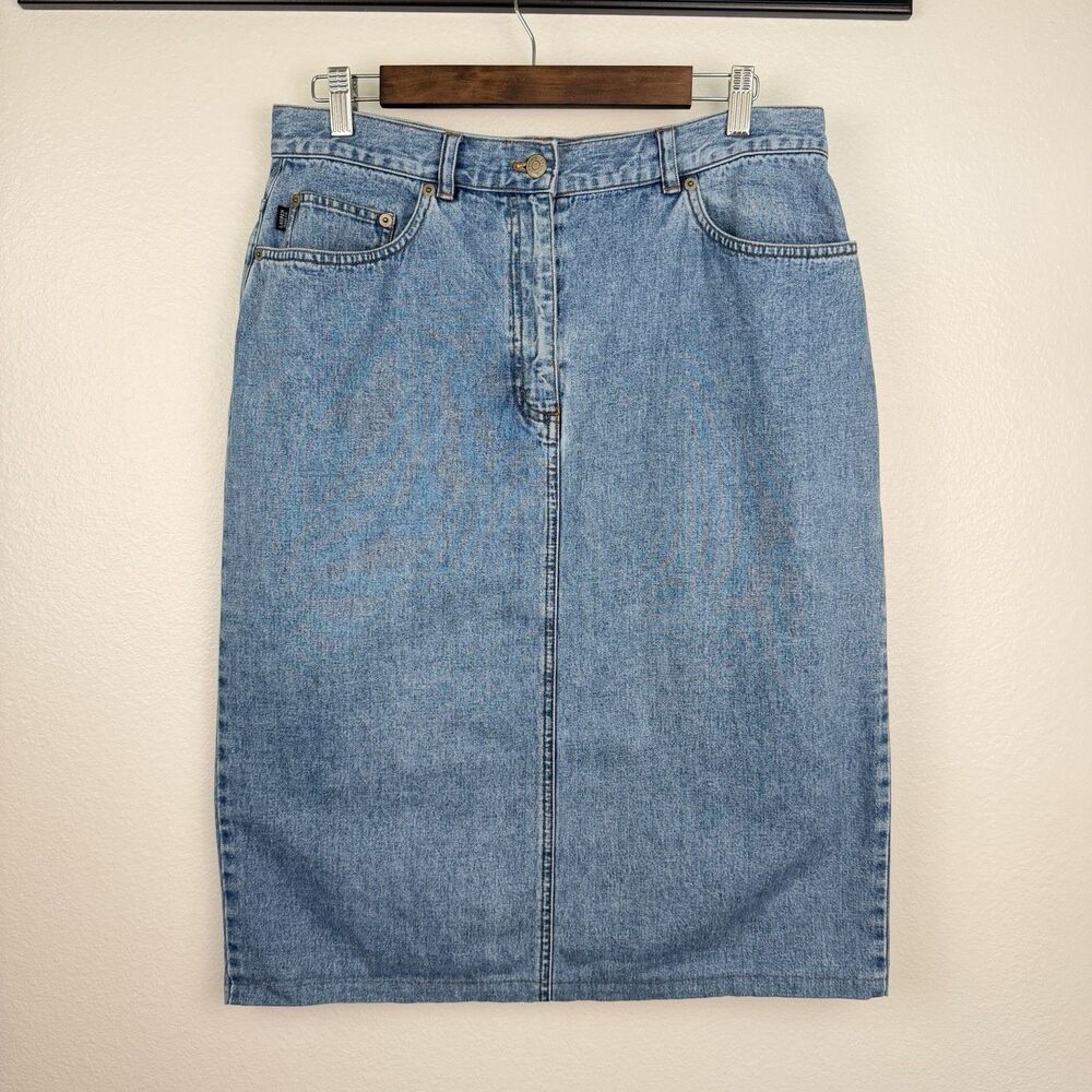 Lauren Jeans Co Ralph Lauren Denim Midi Skirt Blue Cotton Size 12